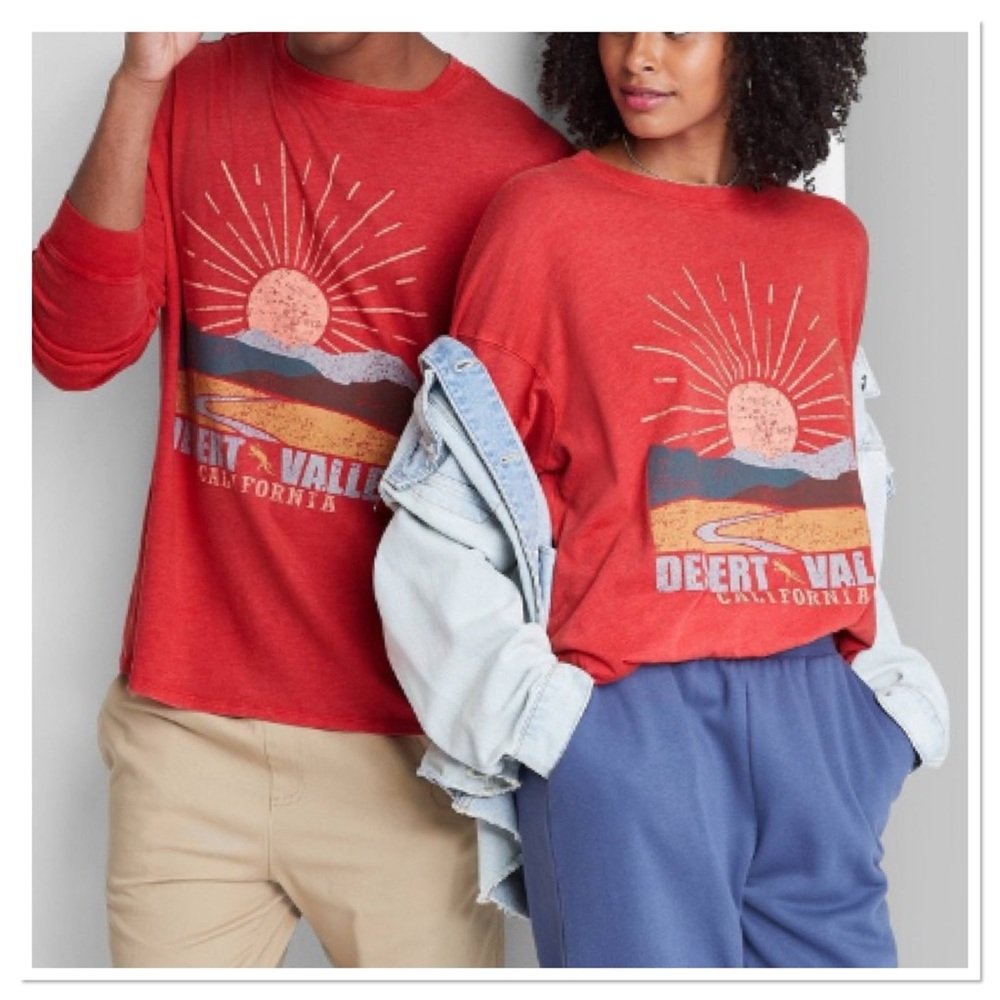 NWT Wild Fable Long Sleeve T-Shirt Tee Red